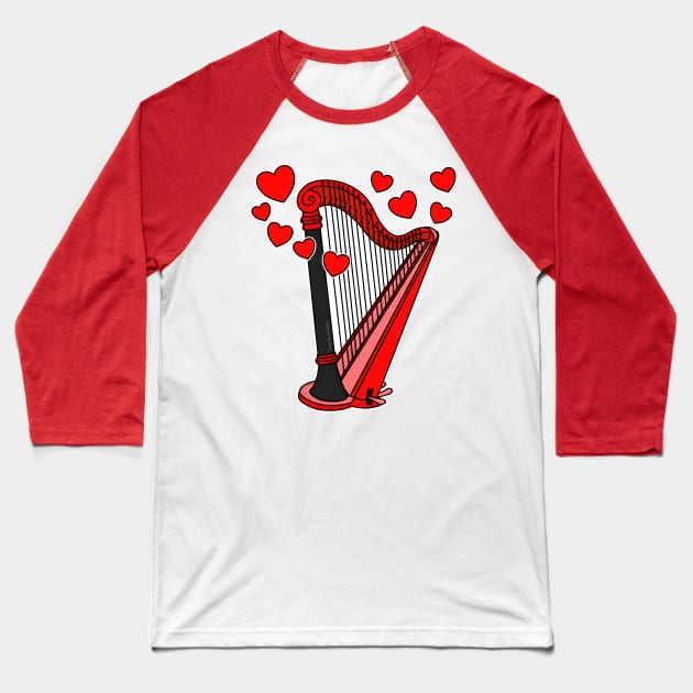 Harp Wedding Harpist Valentines Baseball T-Shirt by doodlerob